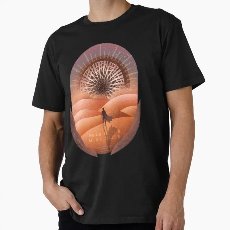

Fear is the mind killer Shai Hulud The Sandworm Dune Vintage Sci fi Gift T shirt Large size Tops Retro Graphic Print Clothes