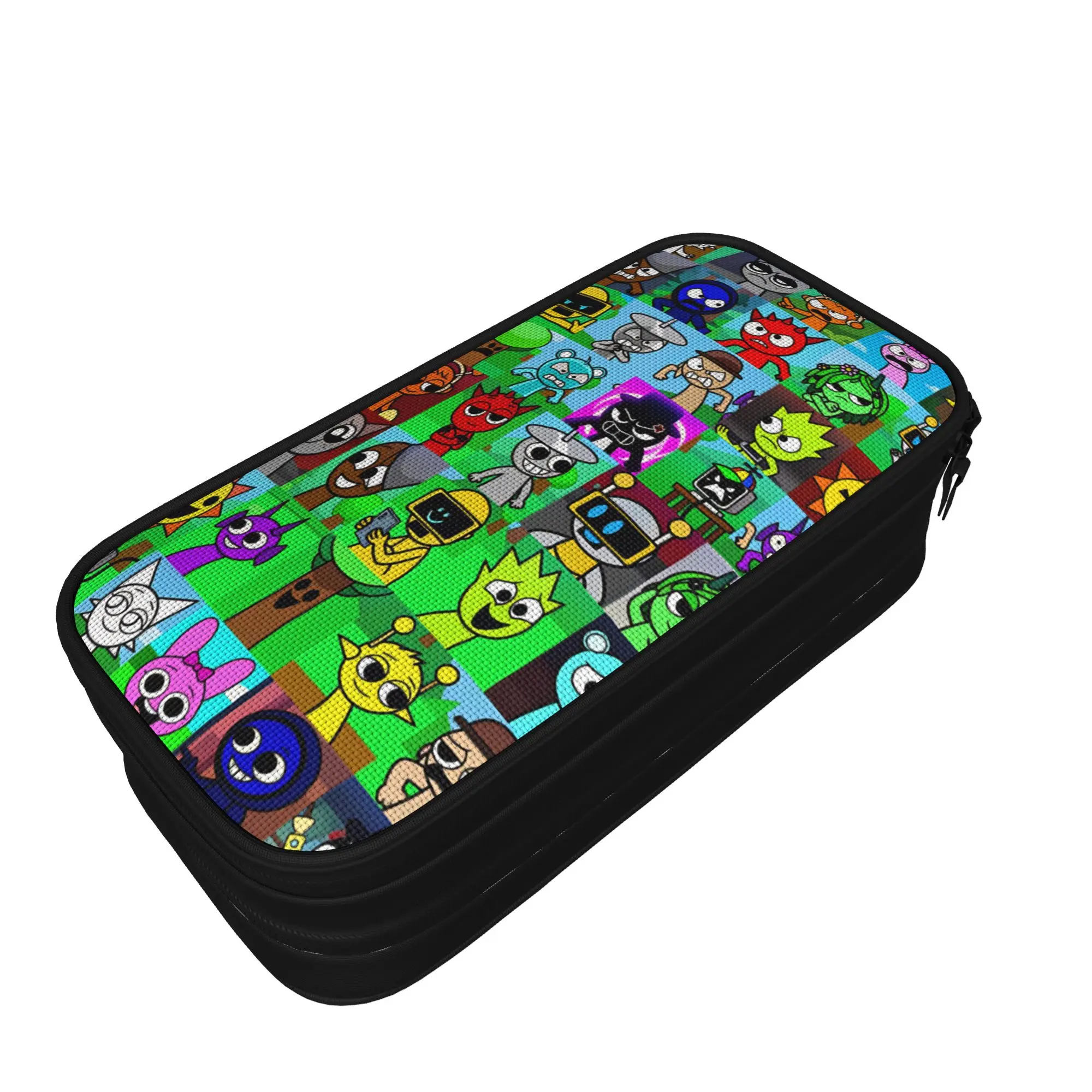 Cartoon S-Sprunkis Pencil Case  School Pencil Cases Canvas Child Kawaii Big Pencil Pouch School Supplies