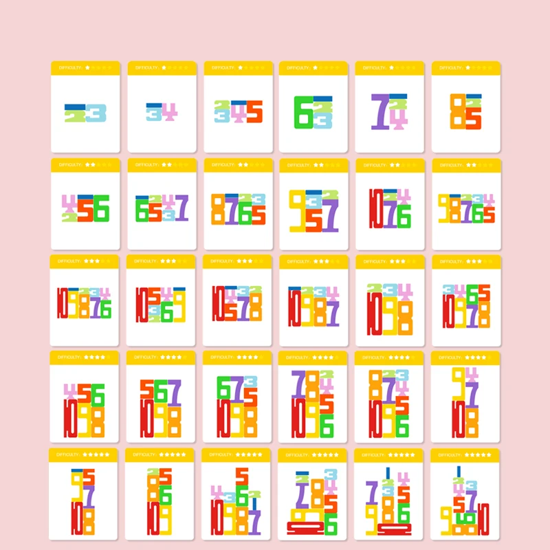 اللبنات الملونة ألعاب خشبية ألعاب التراص ألعاب مونتيسوري مع بطاقات أرقام كتل التنوير وسائل تعليمية للأطفال