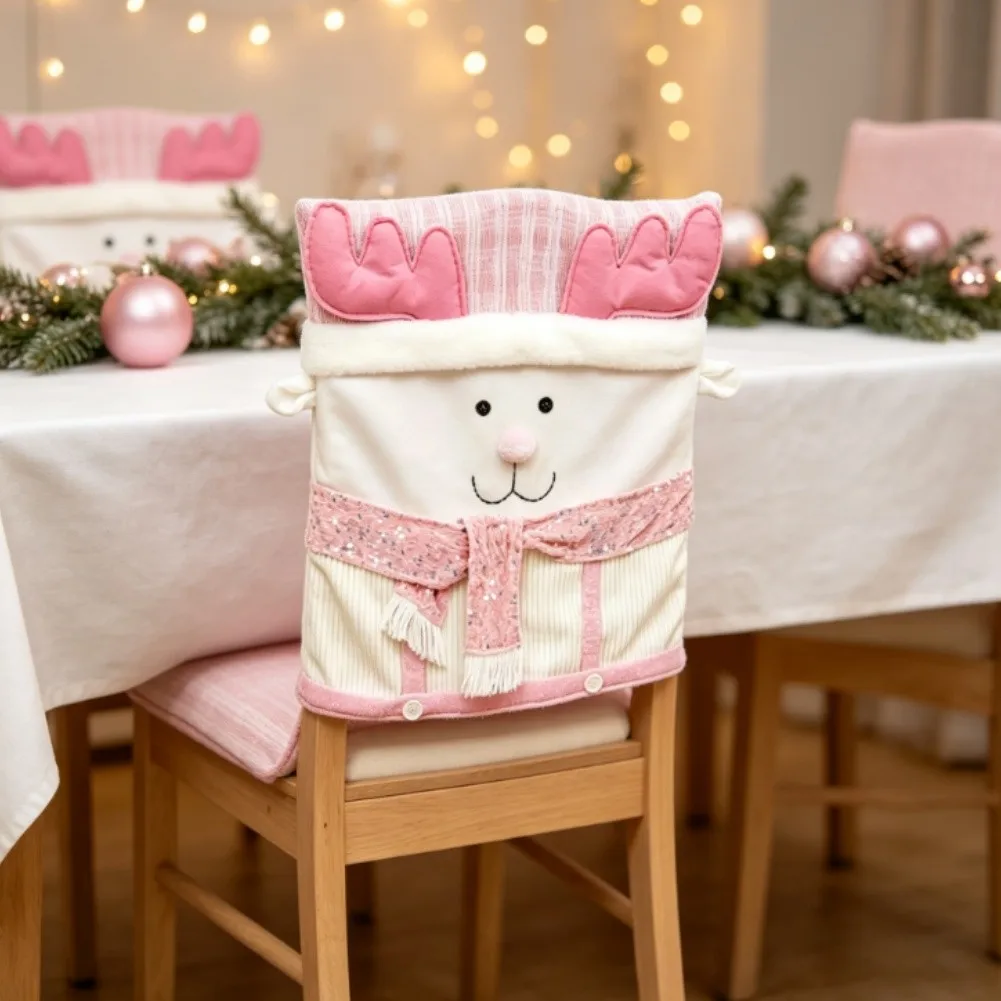 housse-de-dossier-de-chaise-en-tissu-paillete-rose-avec-imprime-de-dessin-anime-de-bonhomme-de-neige-et-de-renne-pour-salle-a-manger-ou-salon