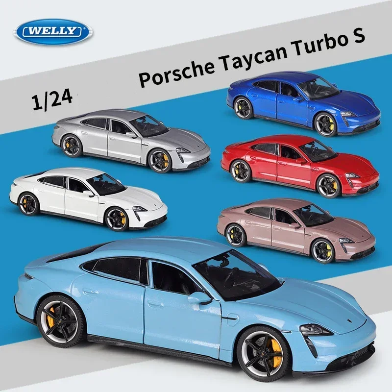 WELLY 1:24 Porsche Taycan Turbo S Simulation Alloy Car Model  - Suitable for Children's Toys and Collections