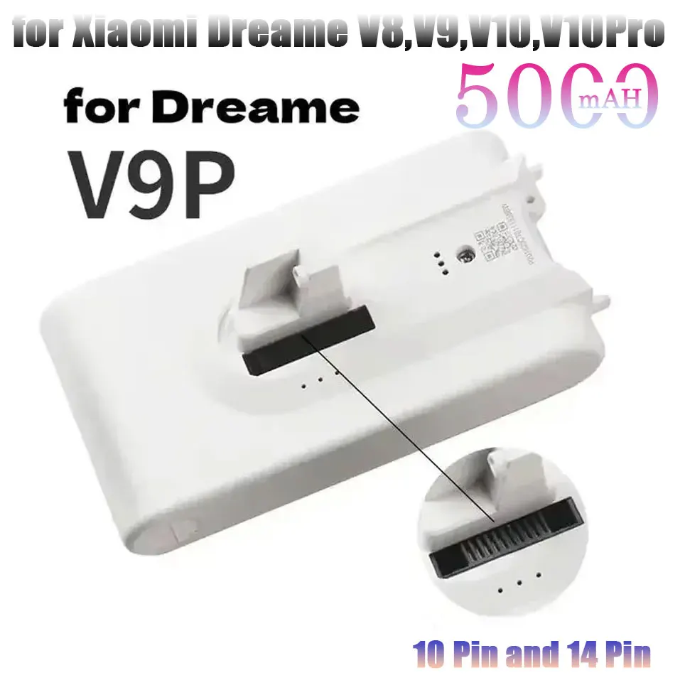 Ersatzakku für Xiaomi und Dreame V10 V10Pro 10-20 Staubsauger, 25,2V 5000mAh Lithium-Ionen-Ersatzakku