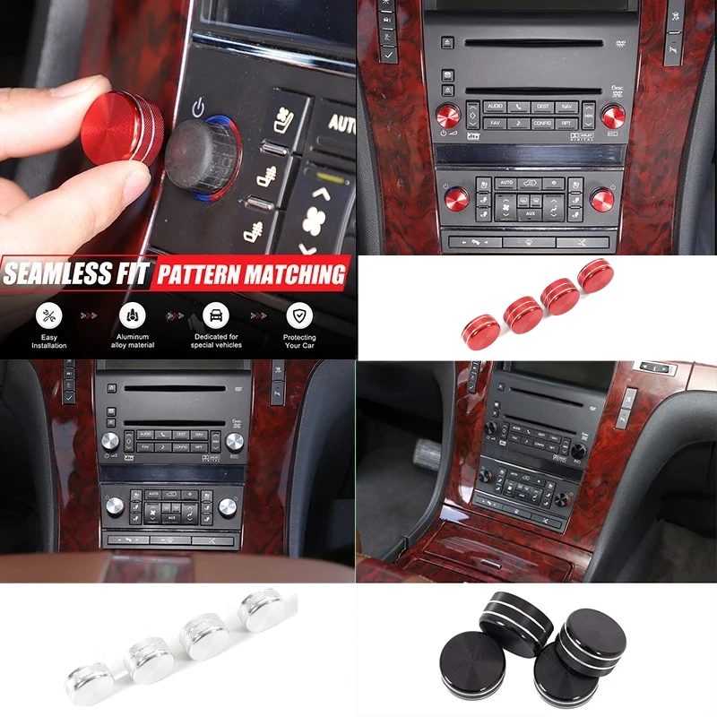

For Cadillac Escalade/GMT900 2007-2014 Silver/Black/Red Volume Air Conditioning Knob Ring Decorative Ring Alloy Car Decoration