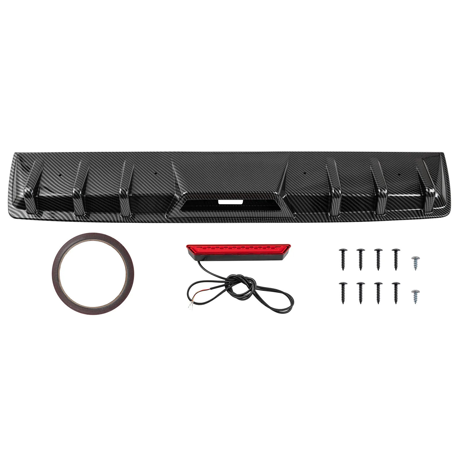 For Nissan Sentra Rear Bumper Diffuser Lip with Red LED Tail Brake Stop Light