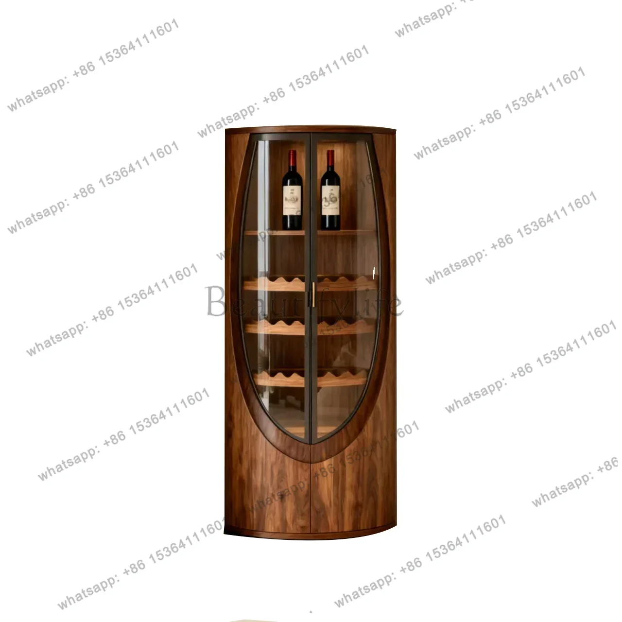 

New discount New Chinese-style North American black walnut wine cabinet antique living room solid wood corner display cabinet cu