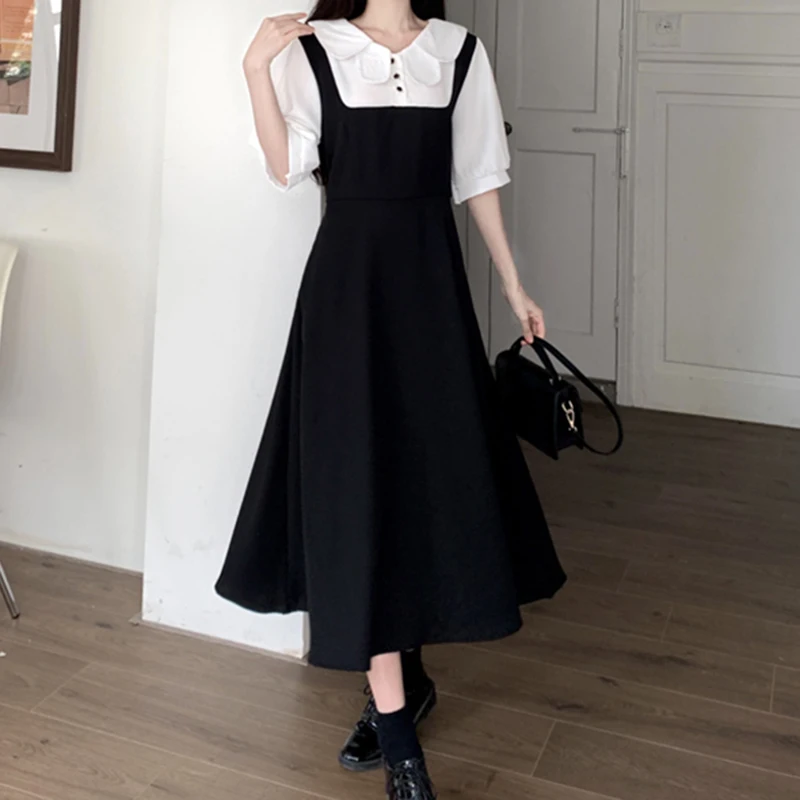 Summer Women Kawaii Korean Outfits Dress Lady Gentle Slim Fit Graduation Dresses Female Sweet Birthday Short Sleeve Midi Dress