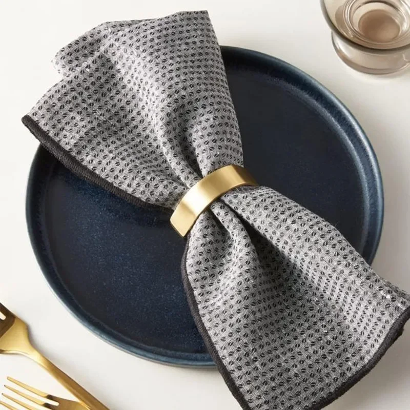 Cuff Brushed Gold Napkin Rings Holder Wedding Banquet Metallic Adornment Table Settings Glossy Serviette Buckles