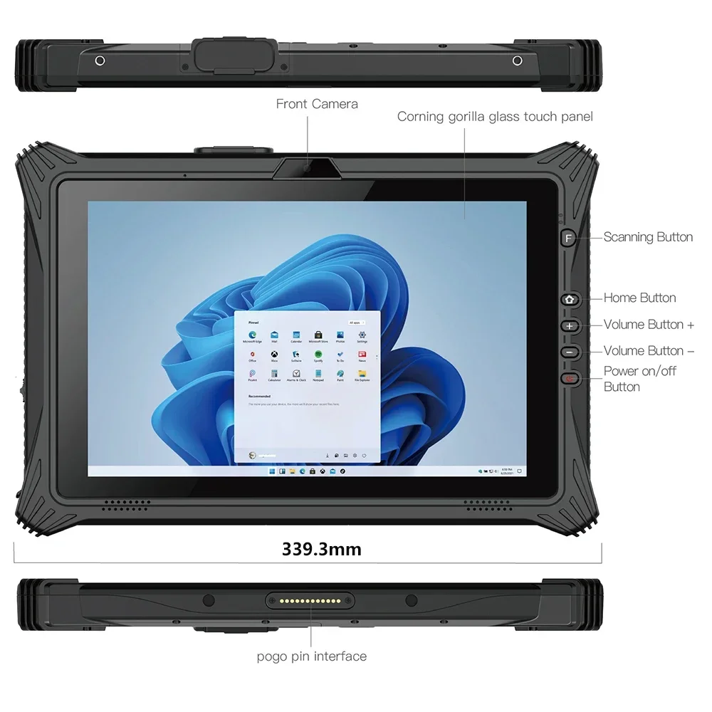 Kcosit K20A Ruggedized Tablets PC FAN Windows 11 12.2 Inch Intel I7-1255U 16GB RAM 4G LTE RS232 GPS MIL-STD-810G Dual Battery