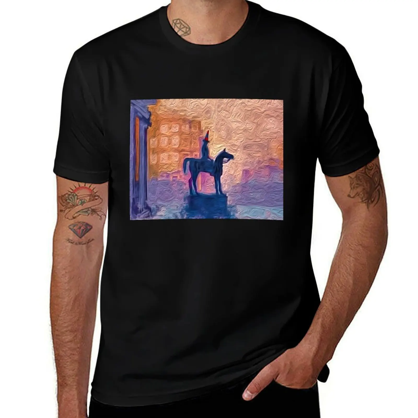 Glasgow Cone Statue Digital Art T-Shirt Basic All Season Solid T-Shirt