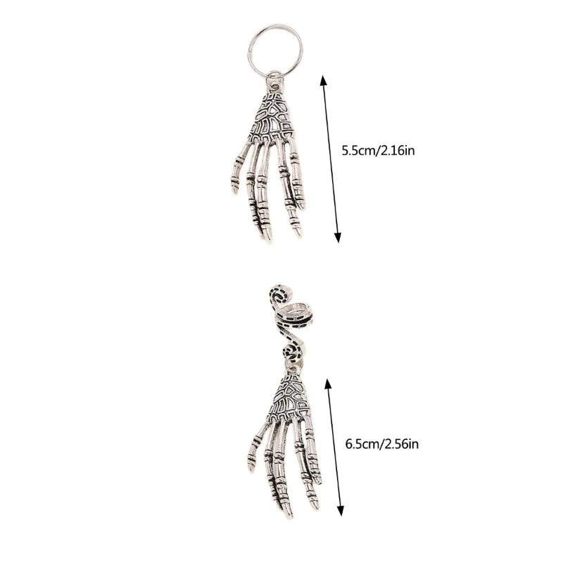 Skeleton Claw Hair Rings Hair Beads Loose Coil Hair Jewelry For Braid Dreadlock Bead Hair Clip Braid Rings Braid Clip