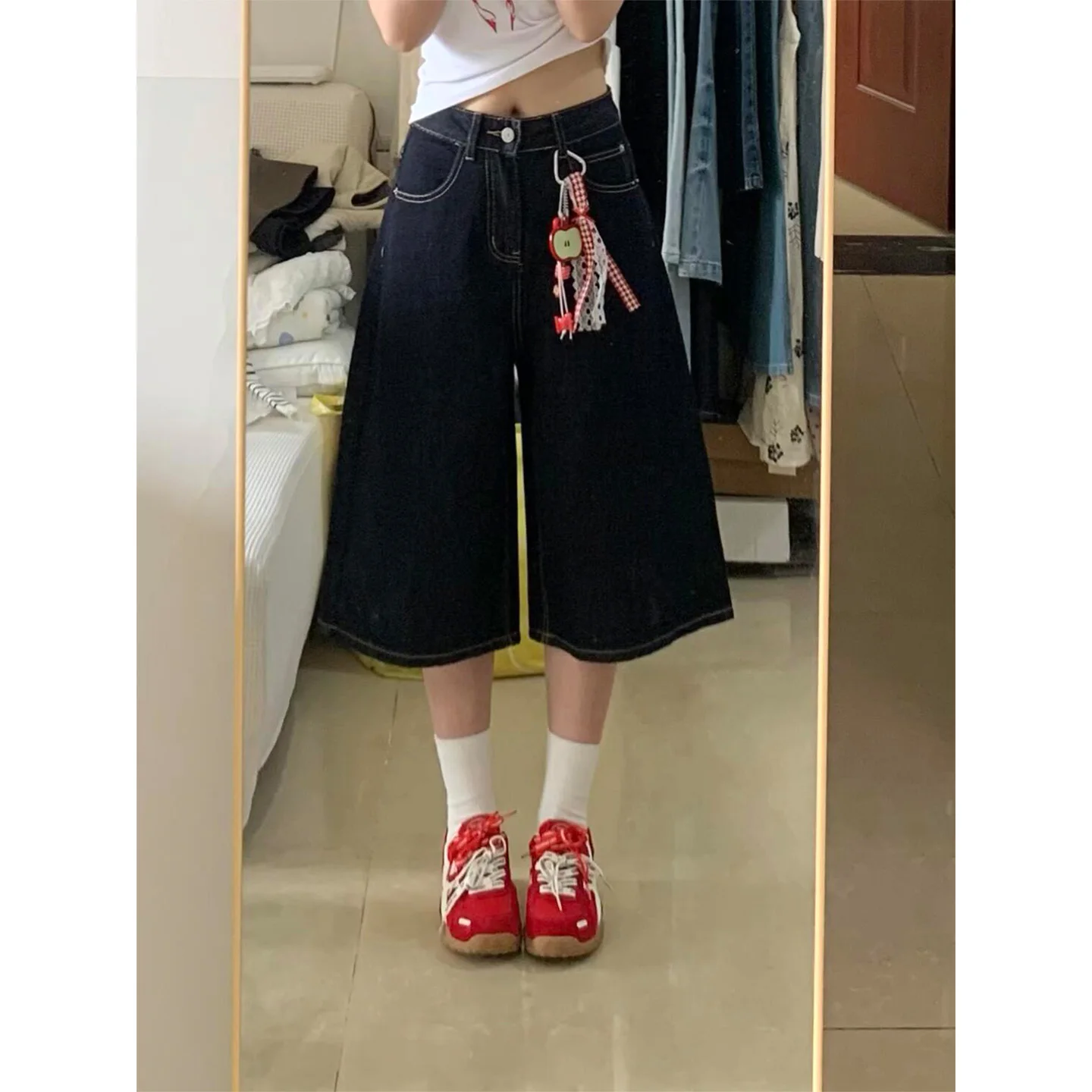 

High Waist Wide Leg Jeans Women's Slim Fit Thin Summer New Style Retro Pocket Detail Denim Pants BF Lazy Style plus Size
