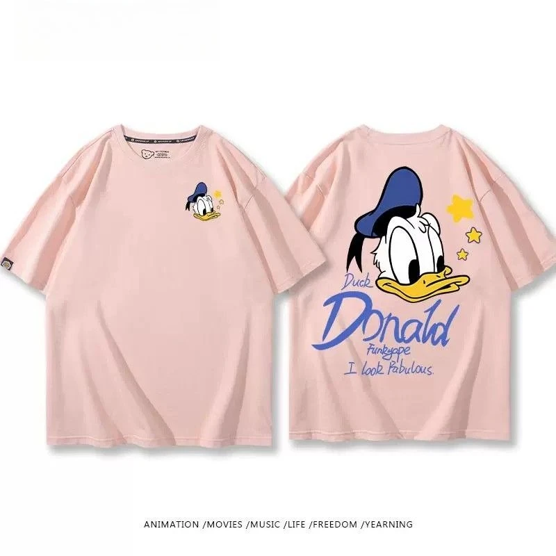 2025 جديد ديزني الأسرة الأسرة موضة الترفيه القطن الخالص تي شيرت ريترو شارع كلية نمط التنقل Y2K Harajuku نمط #2
