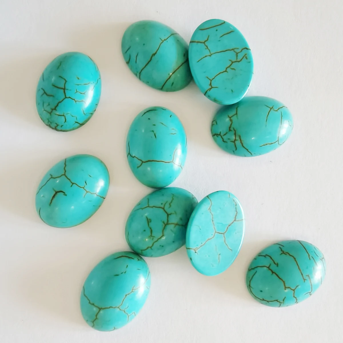 16x12MM Natural Blue Turquoise Stone Beads GEM Oval CAB Cabochon Jewelry Making 10PCS H391