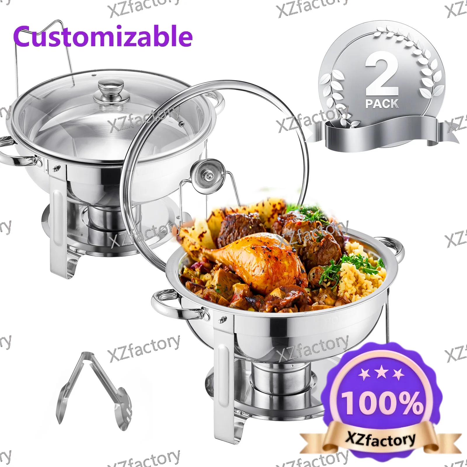 

Factory Direct 2026 Top RatedSucceBuy Juego buffet de plato frotamiento redondo, 5 cuartos galón, 2 y 4 unidades, chafe