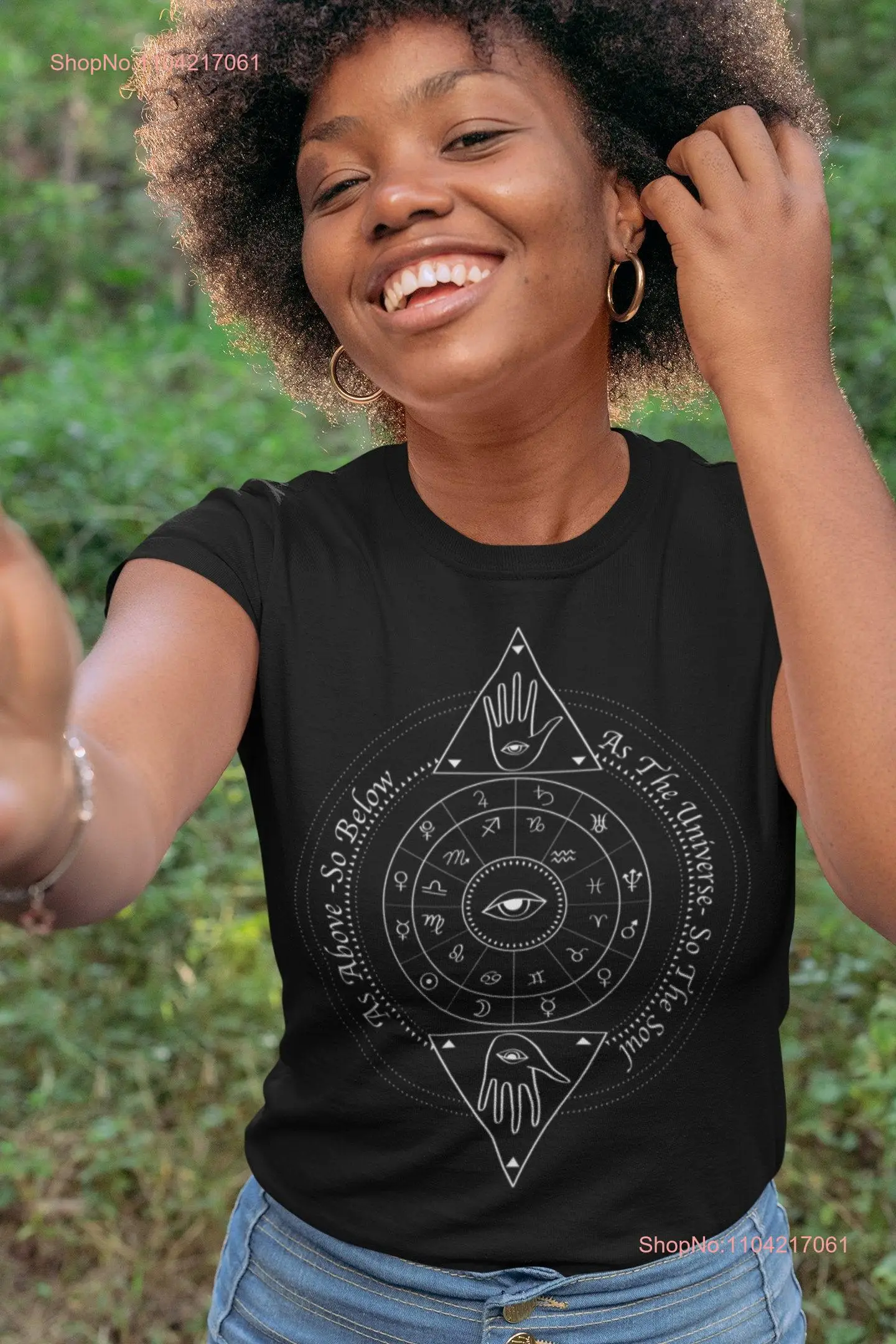 As Above So Below Eye T Shirt Witch Mystical TaroT Card Zodiac Signs Capricorn long or short sleeves