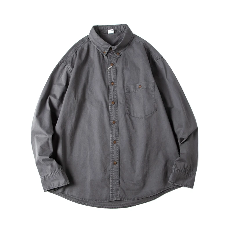

Весенне-осенняя уличная рубашка из 100% хлопка, американская винтажная рубашка свободного покроя для мужчин, молодежная куртка с длинными рукавами
