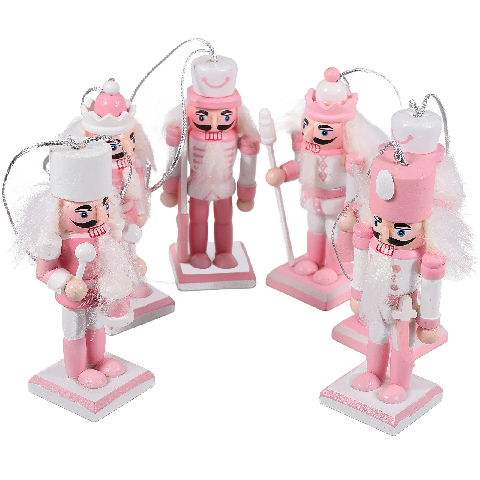 

6Pcs Festival Nutcracker Decoration Wooden Christmas Ornament Tabletop Holiday Decor for Home Party Desktop Display