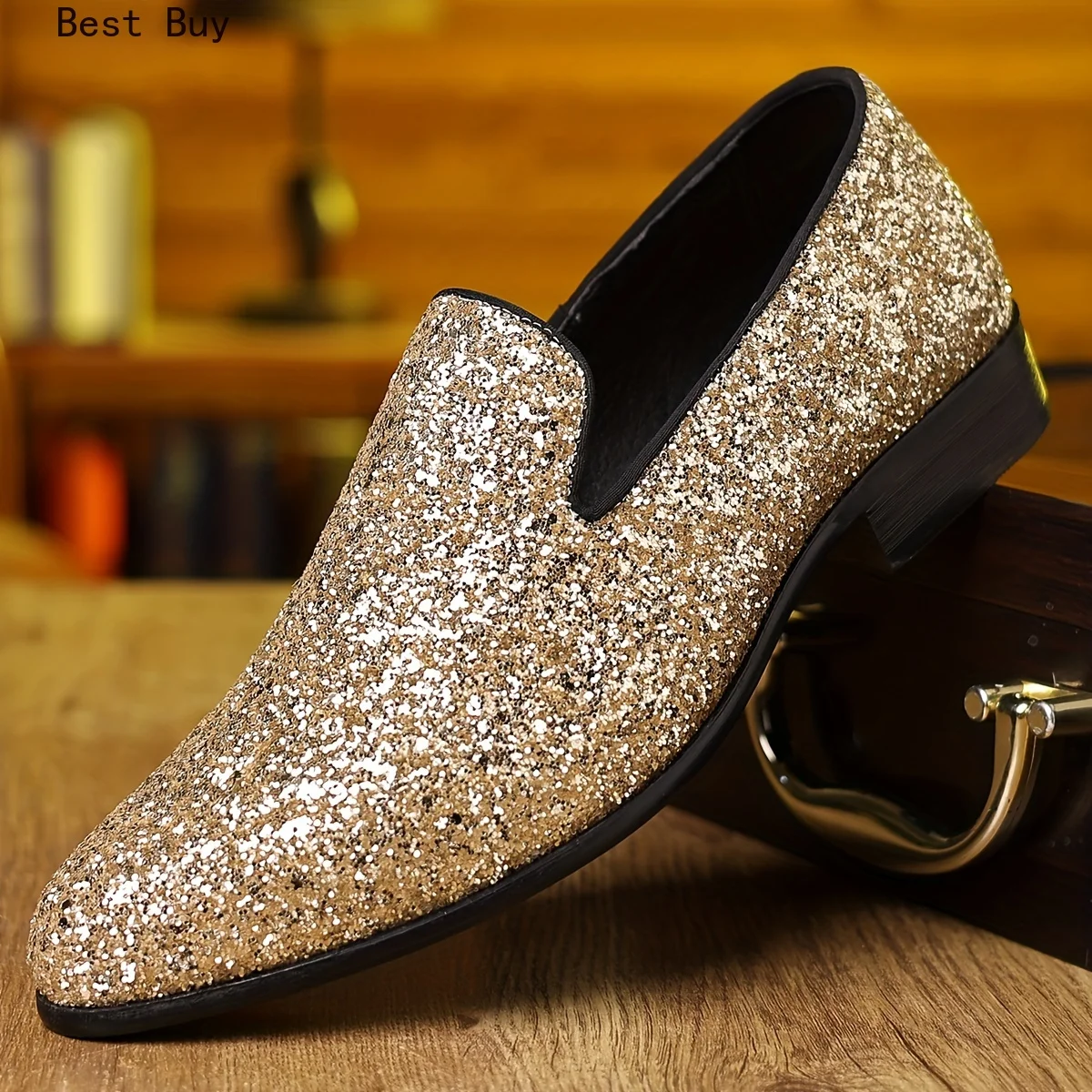 Luxury Loafers Men Shoes Gold Silver Sequin Wedding Shoes Fashion Designer Slip on Flats High Quality Men Formal Party Shoes New