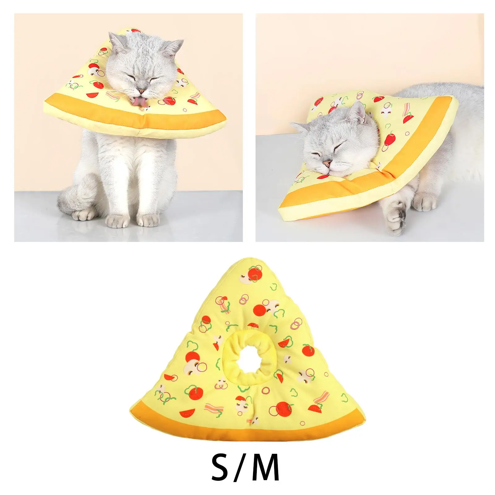 Cat Cone Collar Waterproof Pizza Shape Adjustable Portable Elizabethan Cone Dog Cone for Kitten Small Dogs Rabbit Grooming Puppy