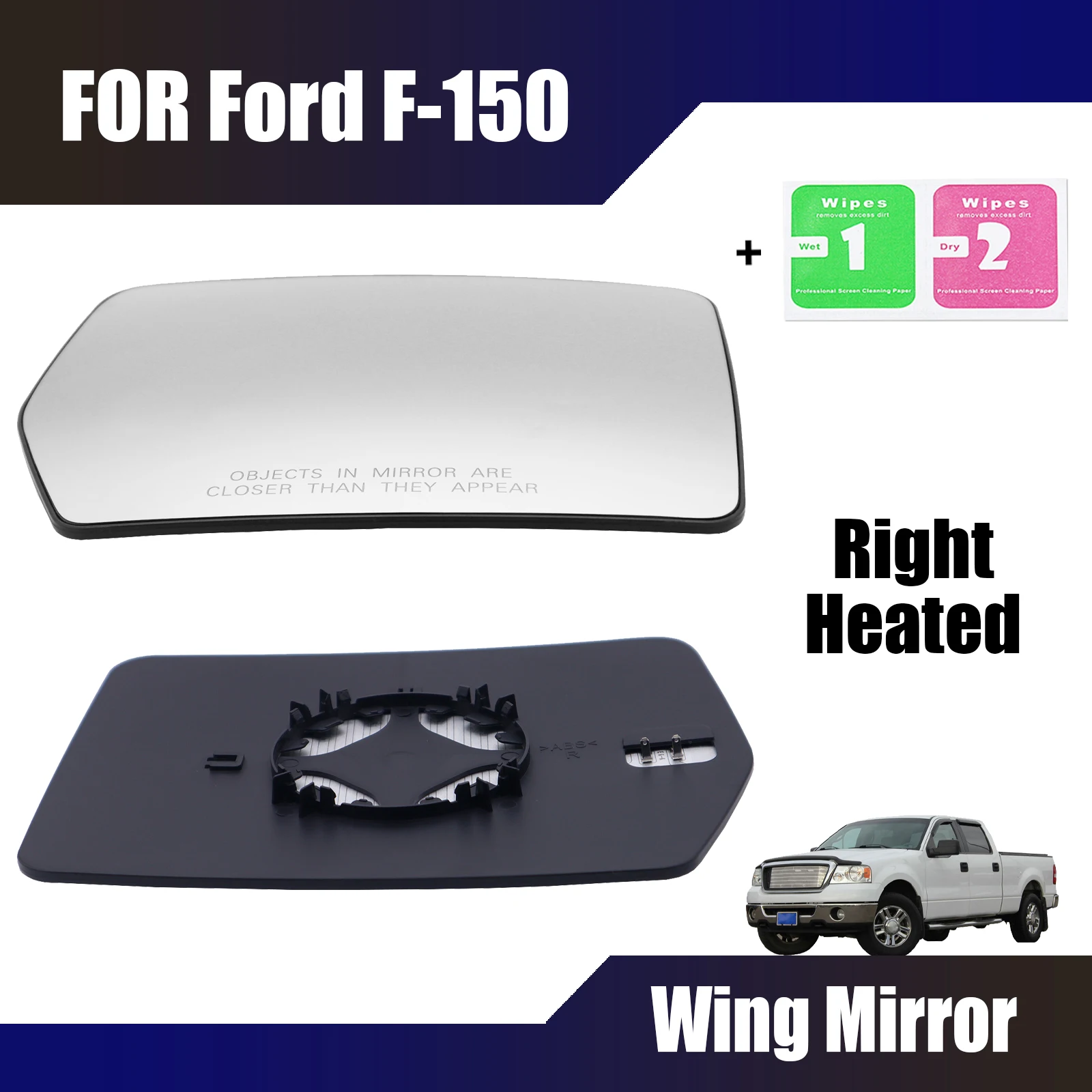 Espejo retrovisor convexo con placa trasera para coche Ford, kit de carrocería calefactable, lado del pasajero, RH, para camioneta Ford F-150 2004-2014