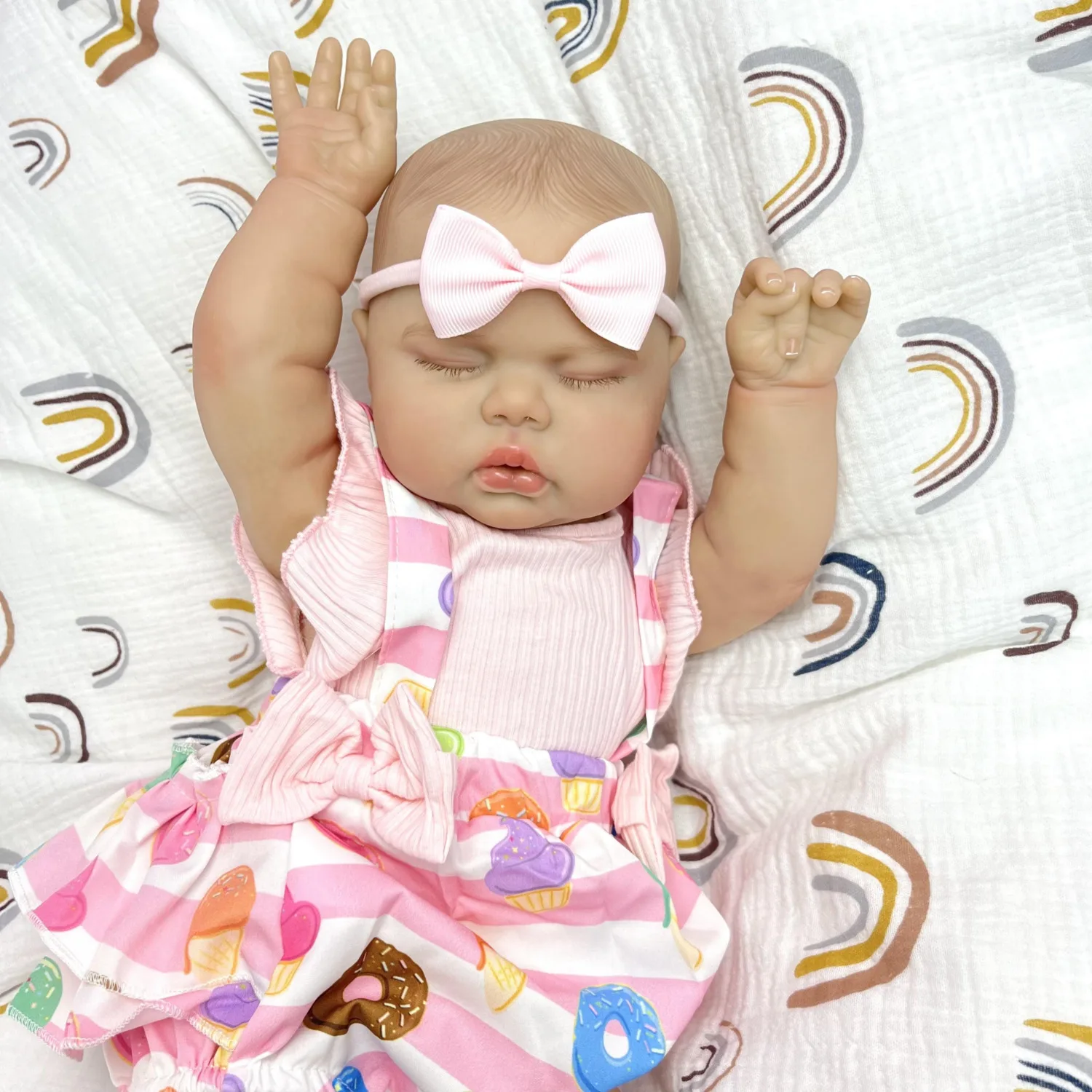 

20inch Reborn Asleep Fat Baby Doll Toy with Cloth Body Lifelike 50 CM 3D Skin Lovely Sleeping Doll Fashion Birthday Gift