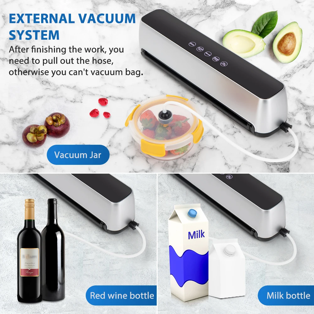 Automatic Vacuum Sealer Machine 125W Hands Free Pressing Vacuum Sealer Machine LED Touch Panel Vacuum packaging Machine