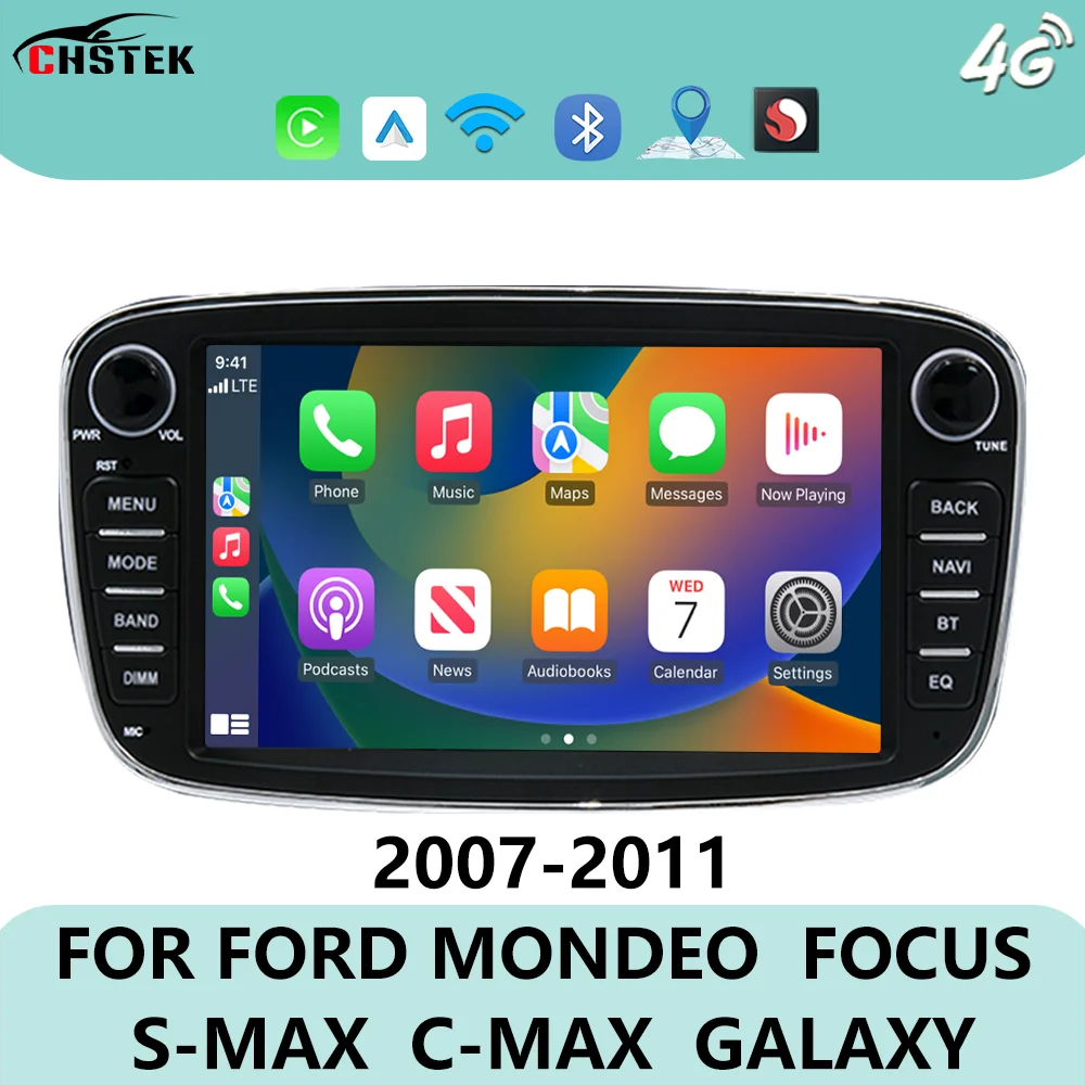 

CHSTEK Radio Android13 Wireless CarPlay For Ford Mondeo Focus 2007 2008 2009 2010 2011 Navigation 4G BT WIFI Stereo Multimedia