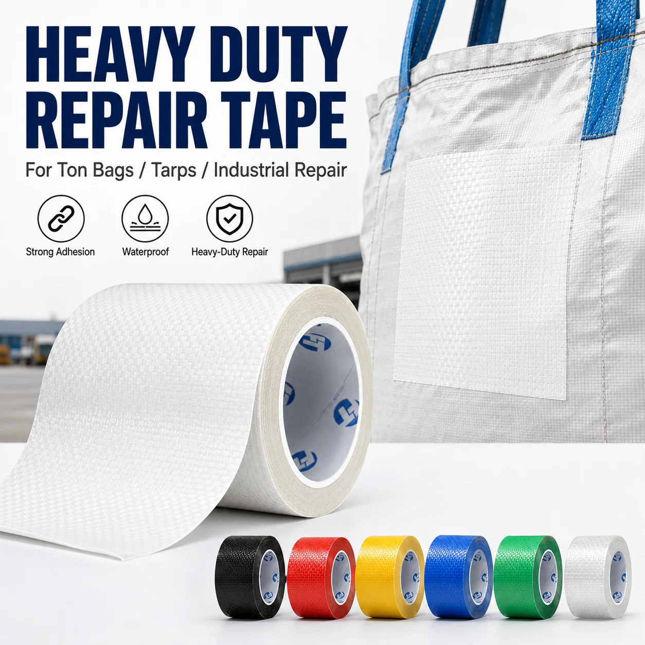 Industrial Repair Tape Super Strong Adhesive Waterproof For FIBC Bulk Bags Ton Sacks Truck Tarpaulin Heavy Duty Woven Fabric