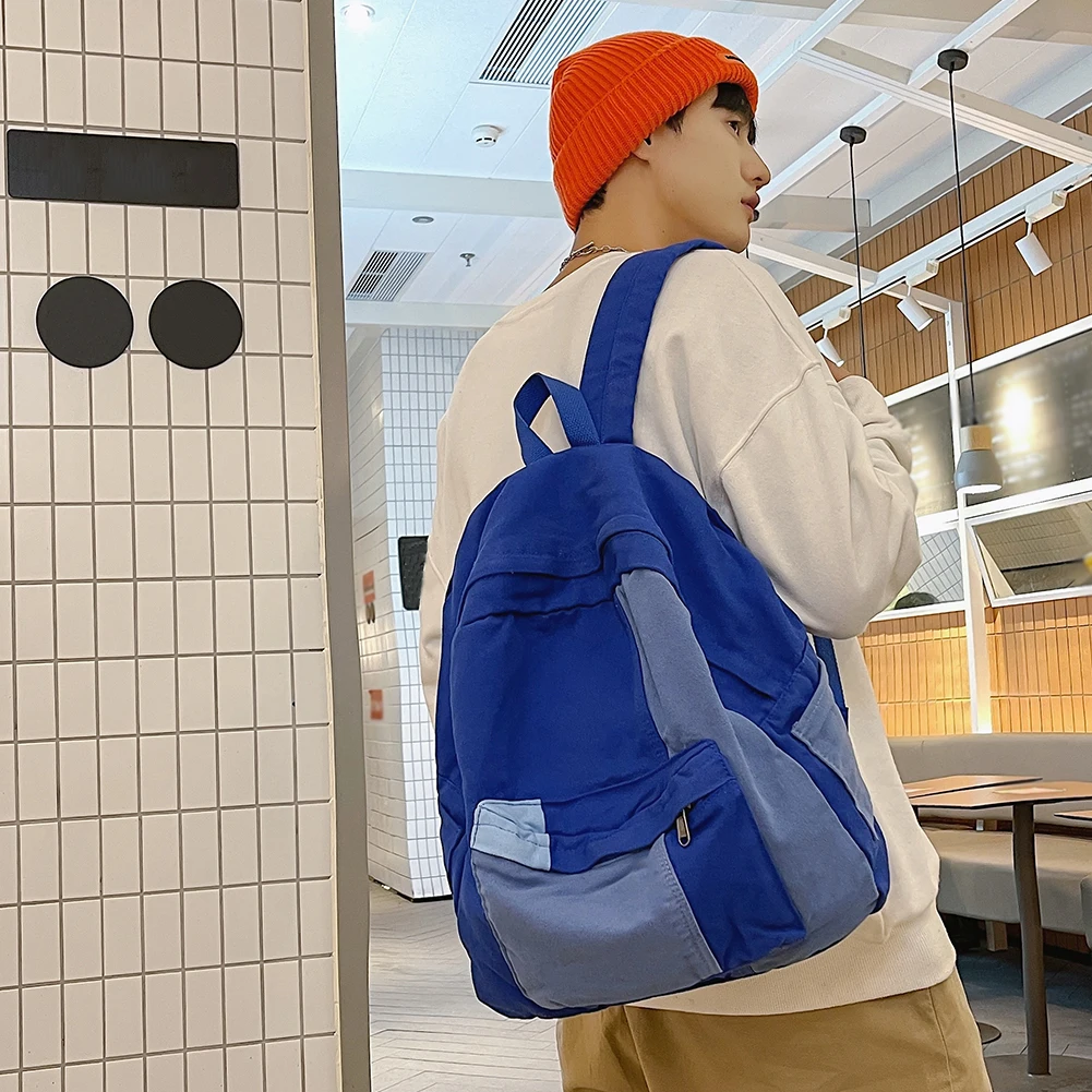 حقائب كتب للسفر ذات سعة كبيرة وأشرطة كتف قابلة للتعديل للرجال والنساء حقيبة ظهر للسفر بألوان متضاربة حقائب نهارية حقيبة مدرسية