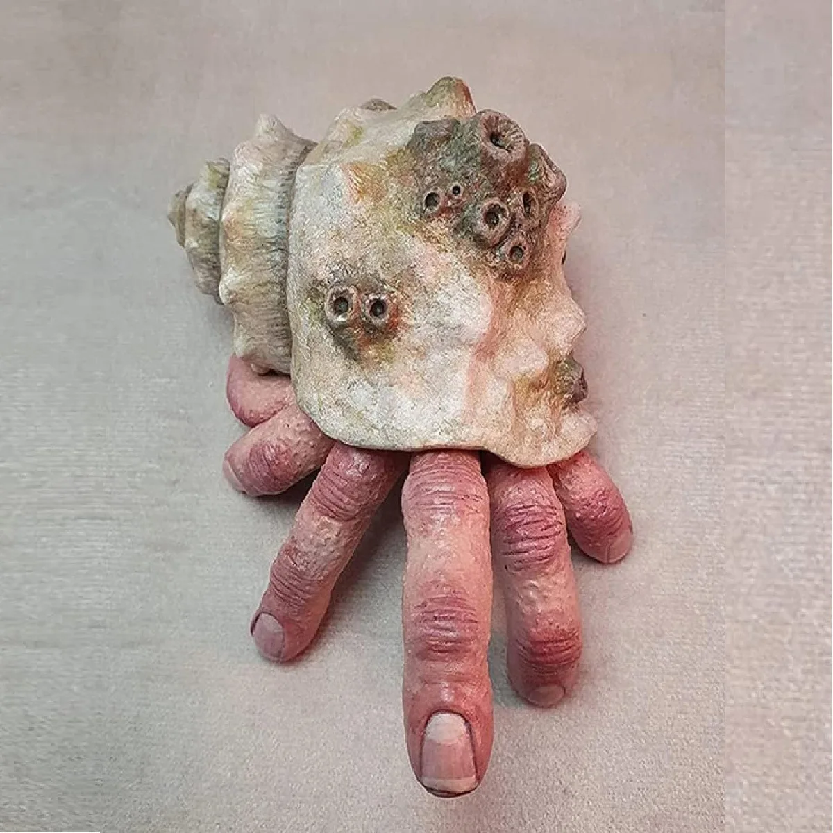 Creepy Resin Figurine - Frightening Snail Hand with Parasitic Crab Decoration