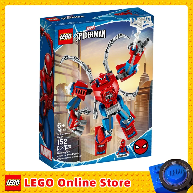 LEGO Marvel Spider-Man Mech Kids' Superhero Building Toy Playset with Mech and Minifigure 76146 Toys Birthday Gift (152 Pieces)