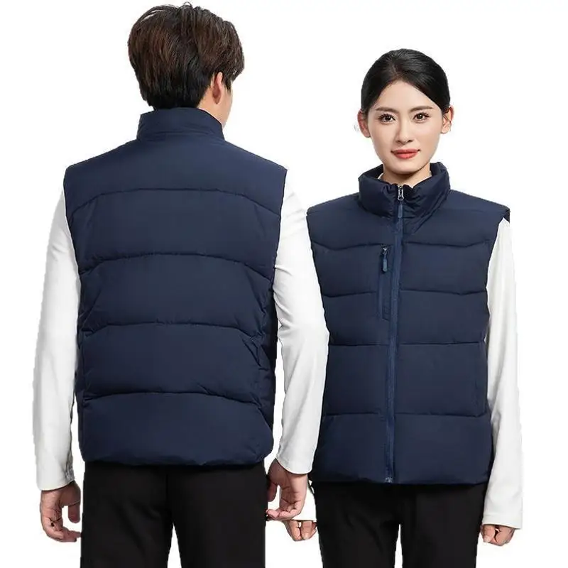 Outdoor Sports Thick Warm Down Cotton Workwear Vest Hiking Camping Sleeveless Jacket Team Activity Suit Vest Custom Printed Logo