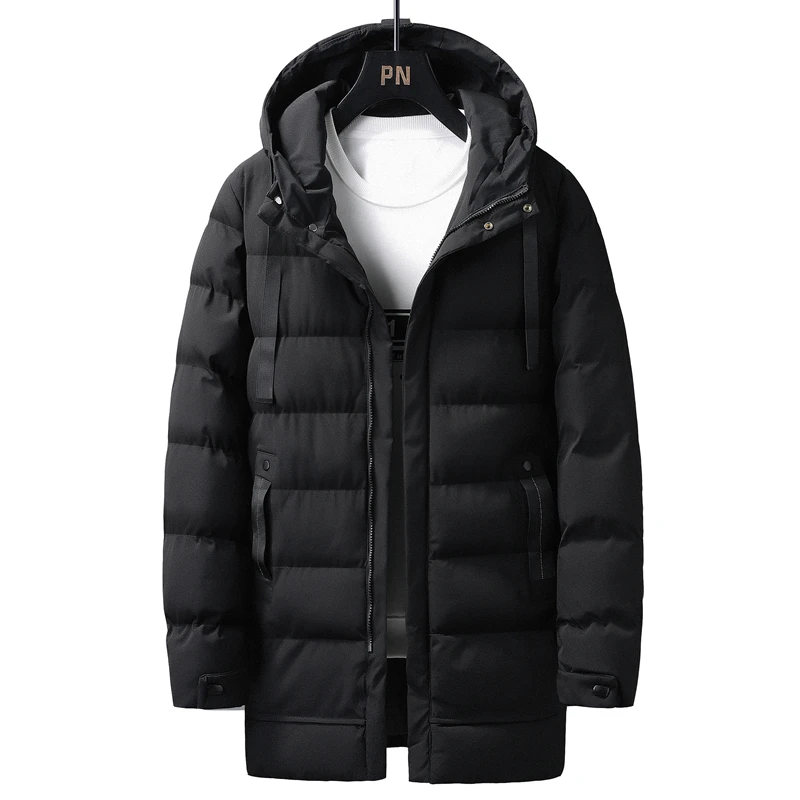 Puffer Jacket Men Thick Warm Winter Jackets Hooded Long Coats Fashion Casual Cotton Padded Parkas Man Outwear Clothing Top