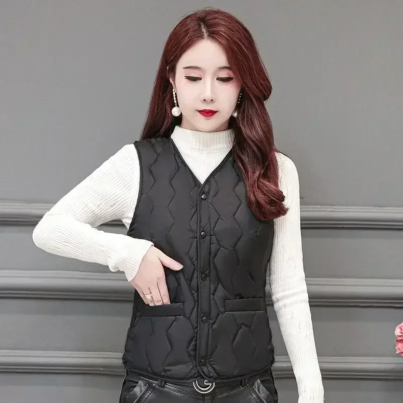 New 2023 Women Ultra Light Down Cotton Vests Slim Sleeveless Jacket Portable Girl Lightweight Cotton Windproof Waistcoat