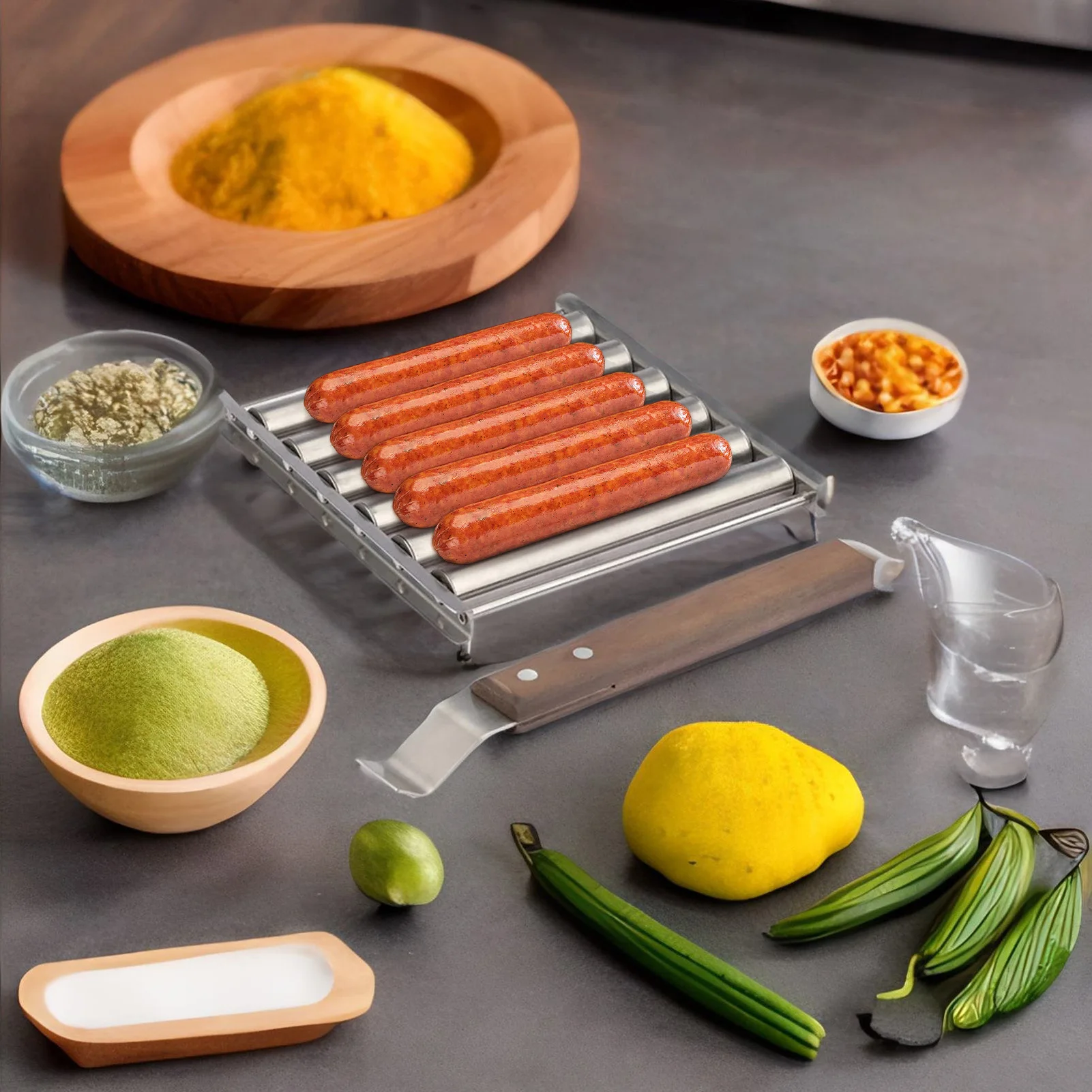 Stainless Steel Hot Dog Roller Rustproof and Corrosion resistant Hot Dog Roller for Evenly Cooking Hot Dog or Sausage