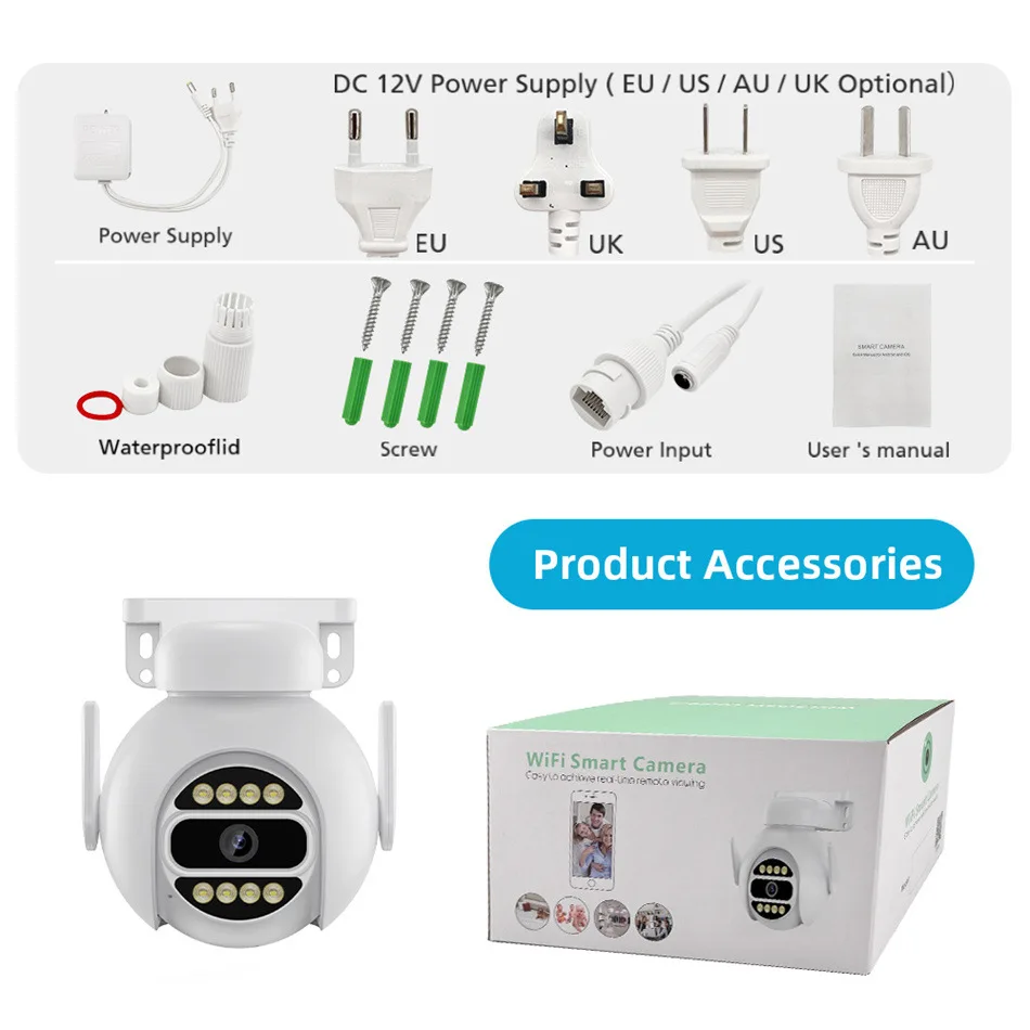 Imagem -06 - Câmera ip Wifi Ptz Proteção de Segurança ao ar Livre Cctv Icsee Vigilância Inteligente Casa Mini H.265 Cor Visão Noturna 8mp 4k hd 4mp 2k