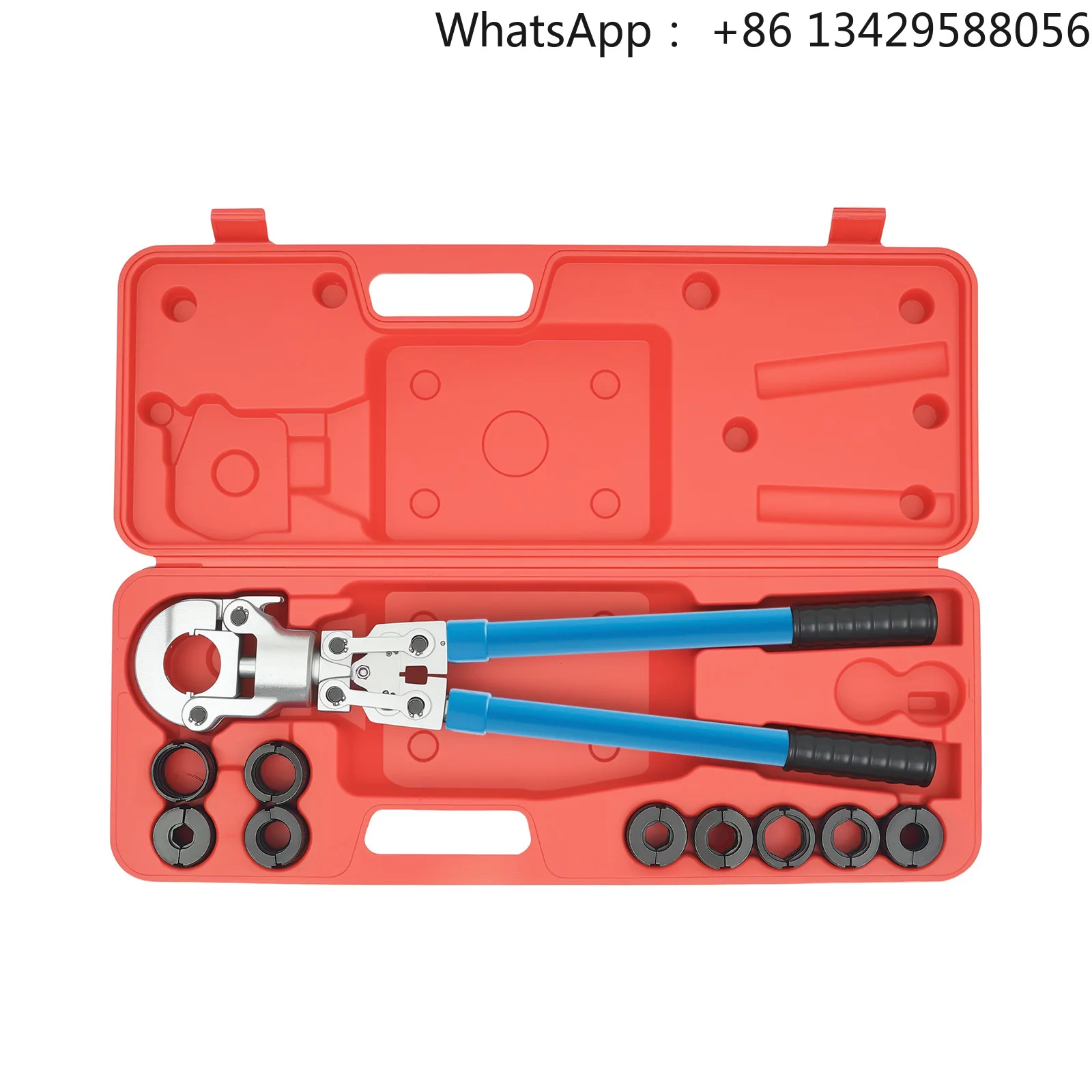 

Juego herramientas prensado profesional 6T PEX 9 troqueles 360 ° Cabezal giratorio para tubos cobre PEX PB alumini