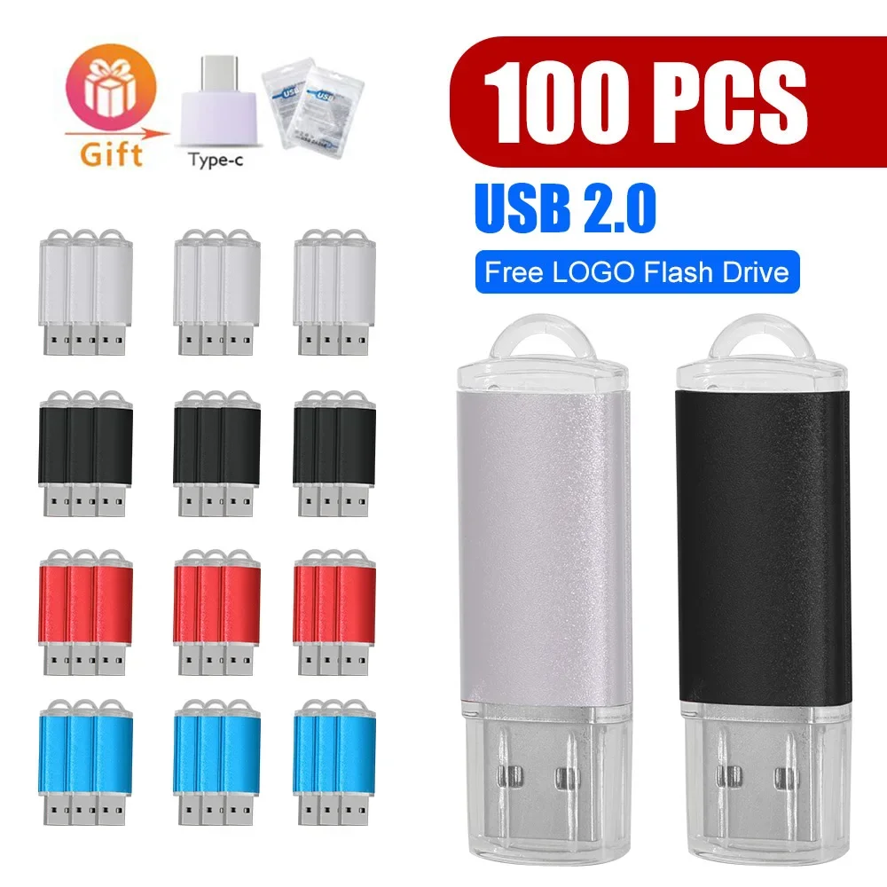 

100PCS/Lot Free custom logo USB Flash Drive Pen Drive typec to usb 1GB 2GB 4GB 8GB 16GB 32G 64GB 128GB Memory Flash Disk