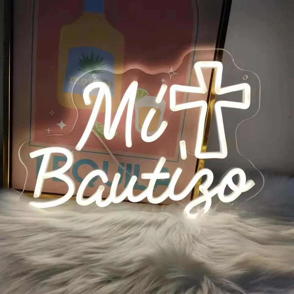 

Mi Bautizo LED Neon Sign for Children Baptism Birthday Party Christening gifts Room wall Decor light bedroom Neon night light