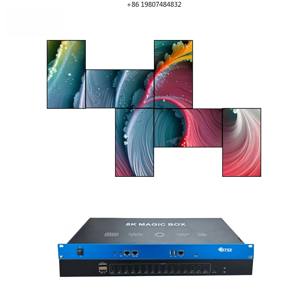Splicing Display Processor 8K/4K/2K Video Decoder with 15 HDMI Outputs, Supports Any Special-shaped