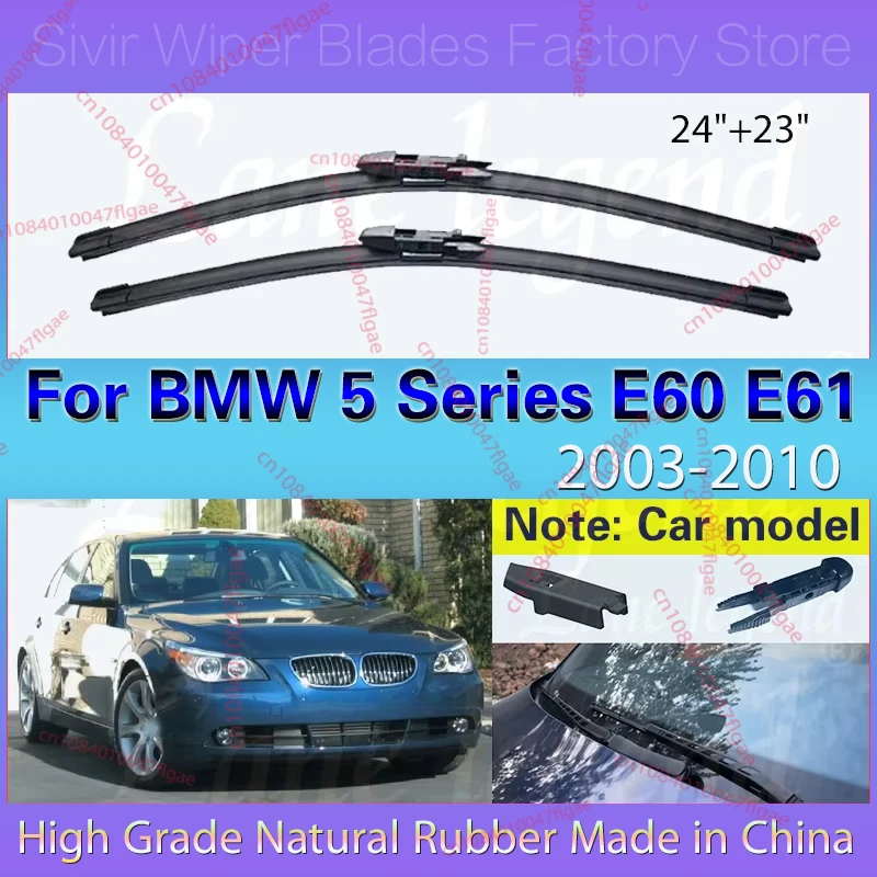 

For BMW 5 Series 520i 523i 525i 528i 530i E60 E61 2003 - 2010 Wiper Front Wiper Blades Windshield Windscreen Window 2009 24"+23"