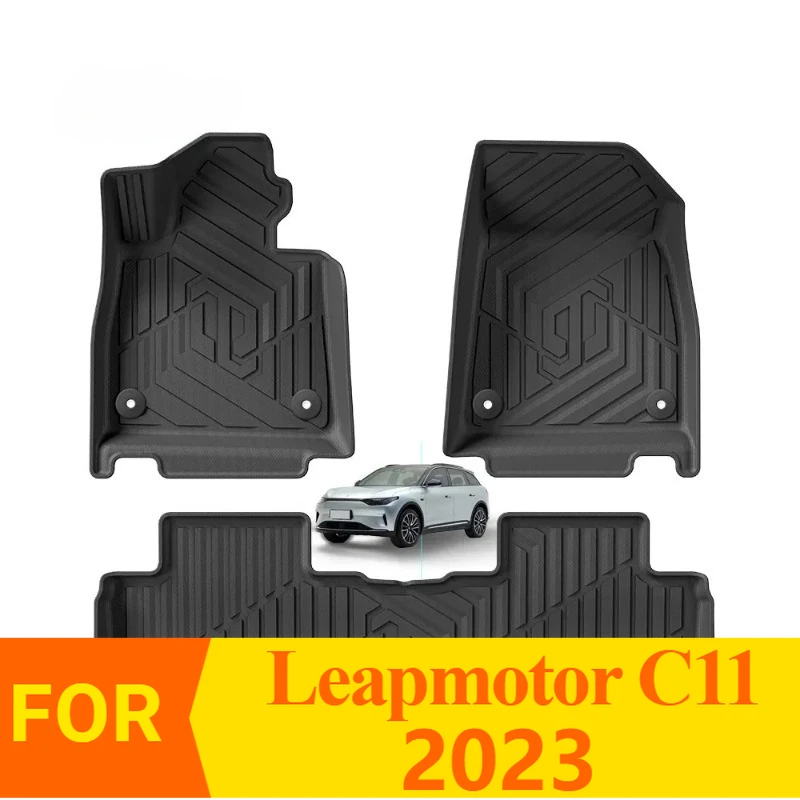 New Arrivals Premium waterproof non-slip TPE Car Floor Mats for Leapmotor C11 Extended Range Edition 2023，Black Luxury Interior