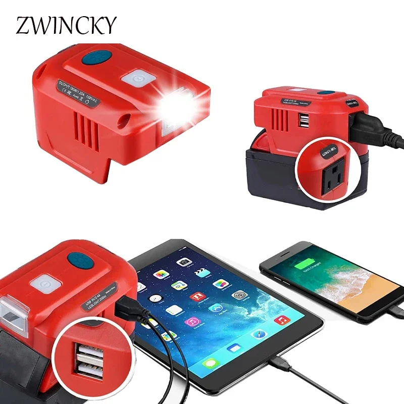 

For Milwaukee Power Inverter 150W Portable Power Supply Inverter DC 20V to AC 110V~120V For Milwaukee M&18 18V Li-ion Battery