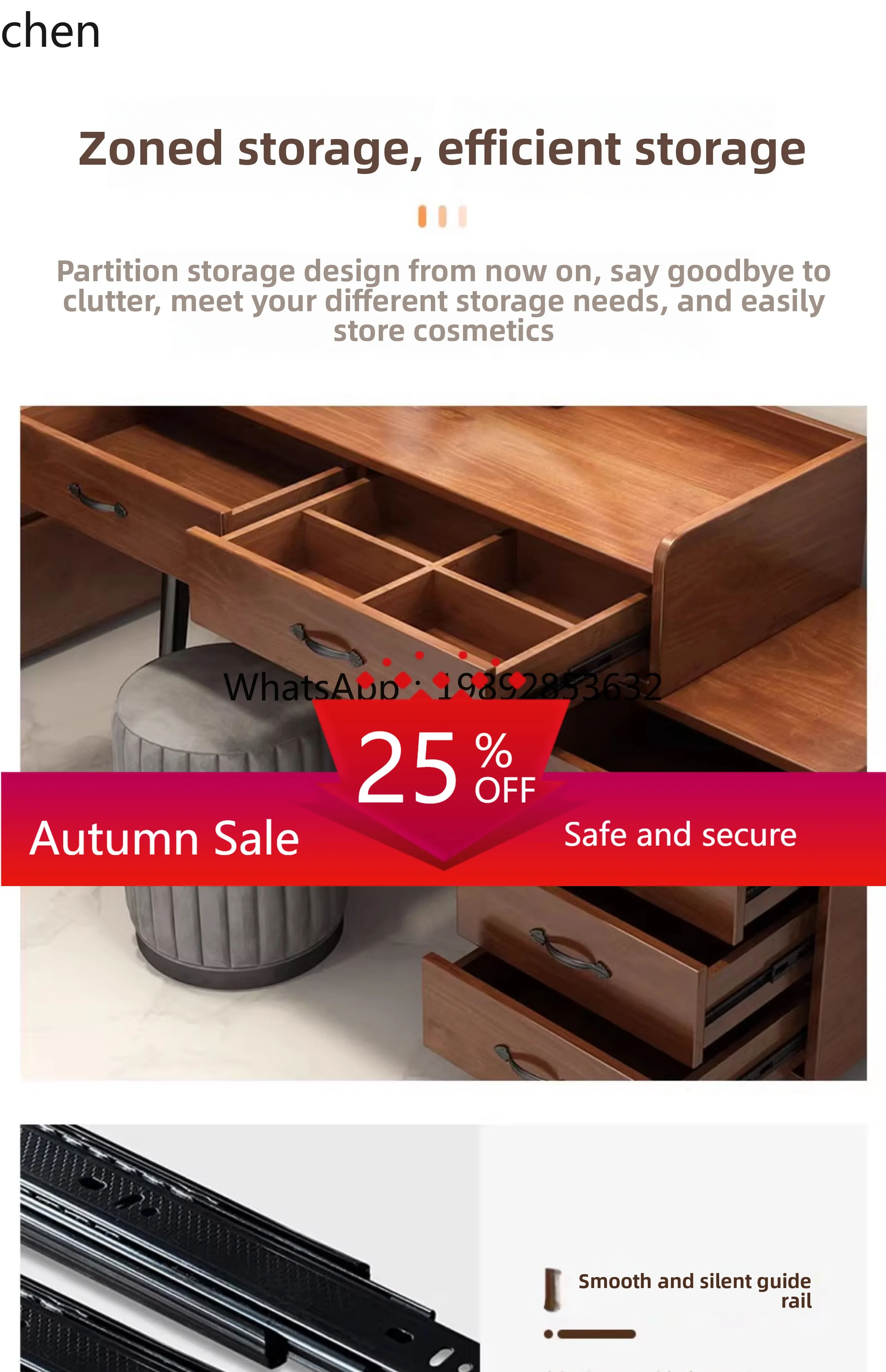 

solid wood dresser storage cabinet bedroom simple makeup table light luxury home decoration accessories