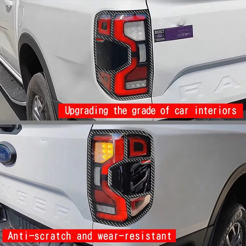 For Ford Ranger 2023 2024  ABS chrome Carbon Fiber Rear Light Cover Trim Taillights Lamp Protector Frame Accessories