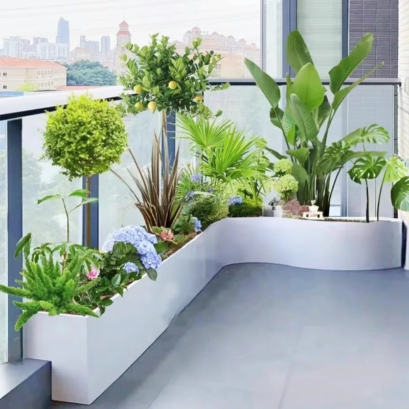 Indoor wrought iron landscaping, curved flower boxes, balcony, courtyard corner flower beds, dining rooms, office irregular