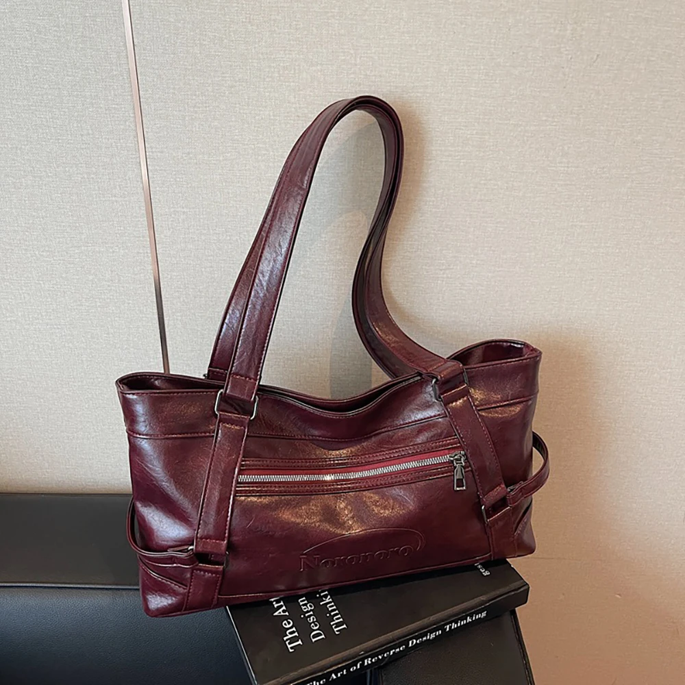 

Новинка 2024 года, женская винтажная сумка-тоут большой вместимости, простая универсальная сумка на одно плечо, подмышки, повседневная офисная сумка для пригородных поездок