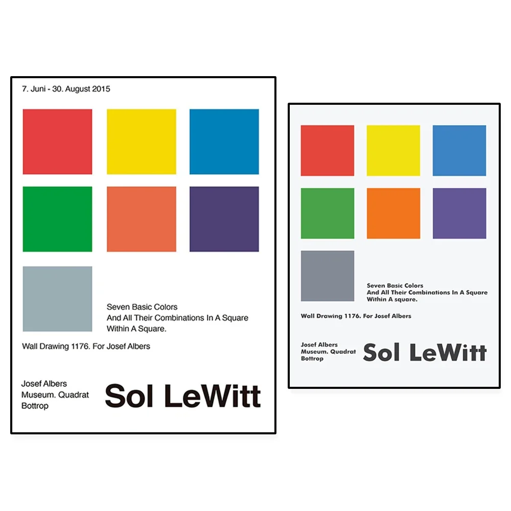 Joseph Albers Museum Exhibition Poster | Sol LeWitt-France | 7 basic colors and all combinations are printed in one square