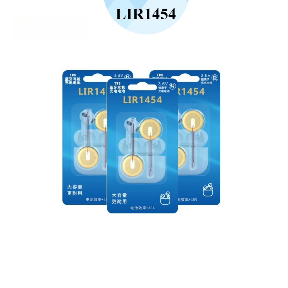 

2-10PCS LIR1454 Battery for Bluetooth Headset 3.6V 85mah Steel Shell Button 1454 Battery