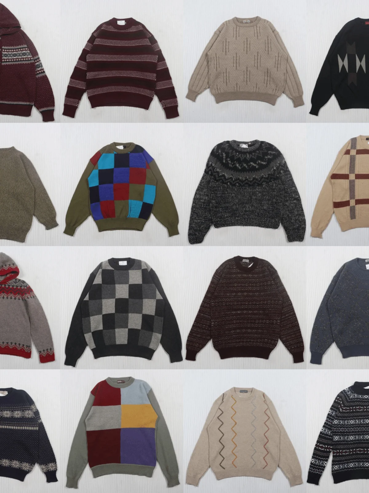 

Vintage Autumn Winter Unique Woolen Men's Loose Sweater Retro Bold Color System ex Long Sve round Ne Knitwear